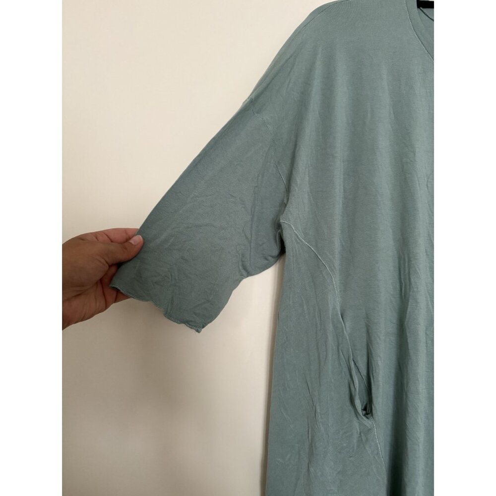 Angelrox Suger True Pearl Flowy Tee OS, Green Oversized Lagenlook Stretch Modal - Picture 5 of 5